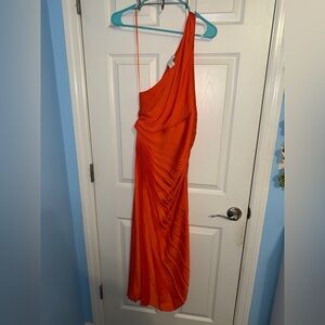 House of Harlow 1960 Vibrant Orange One-Shoulder Dress